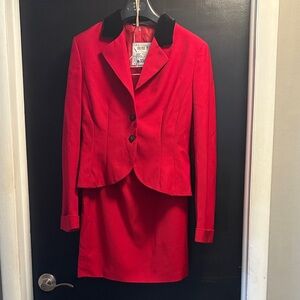 Vintage Moschino Cheap and Chic Red Women's Blazer and Skirt Set